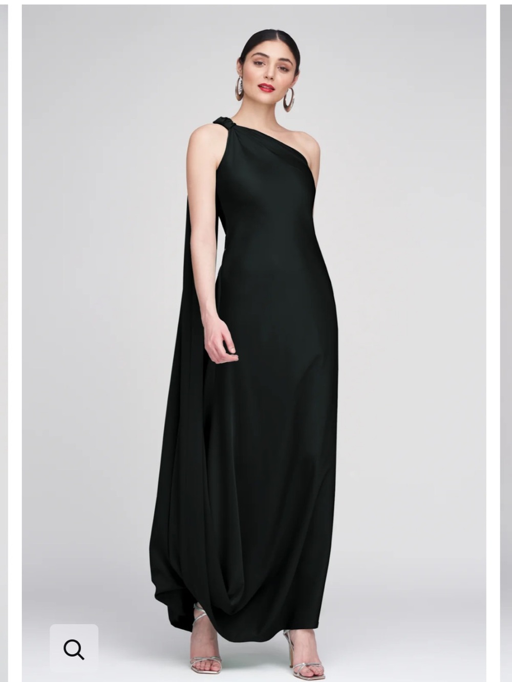 Halston One-Shoulder Black Satin Gown size 6